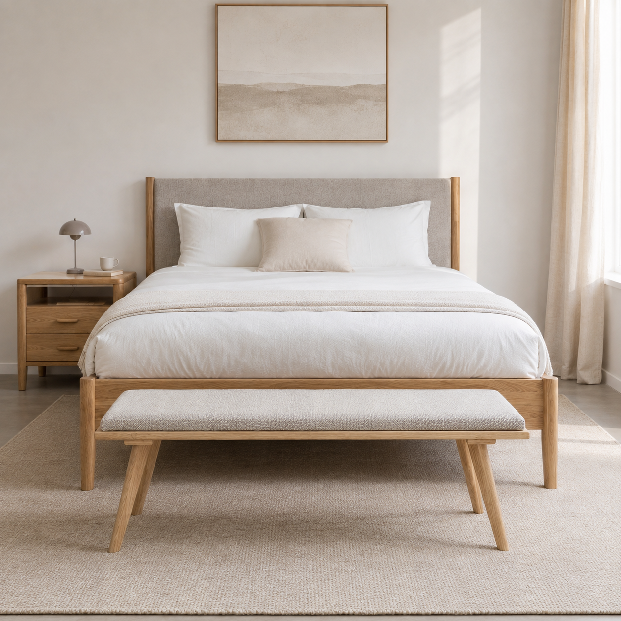 HARGROVE BENCH| ספסל מרופד מעץ מלא