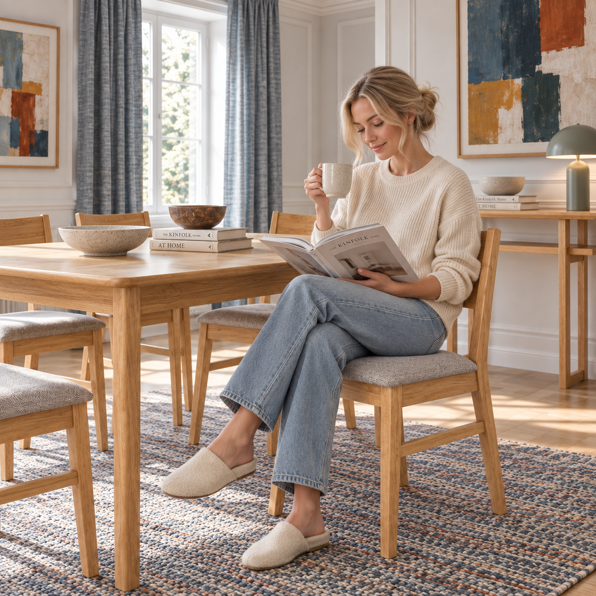 MICA | כיסא אוכל מעץ אלון מלא
