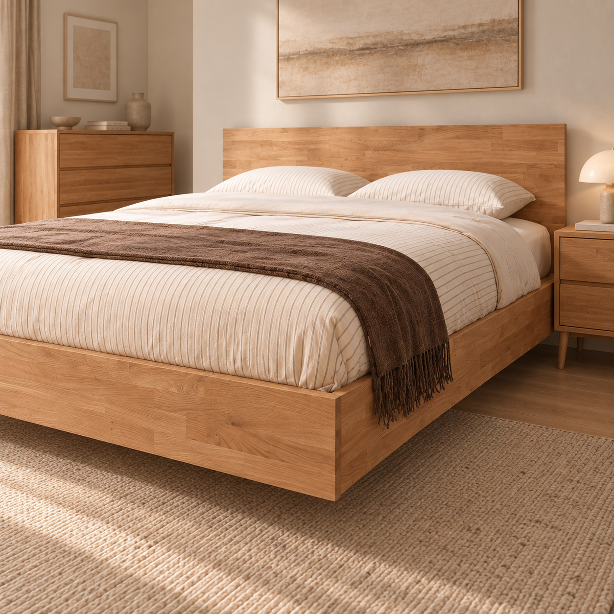 FLOAT | מיטה זוגית מעץ אלון מלא